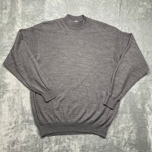 Poeta Moda Visitor Sweater‎ Mens Large Grey Mock Neck Merino Wool Made in Italy